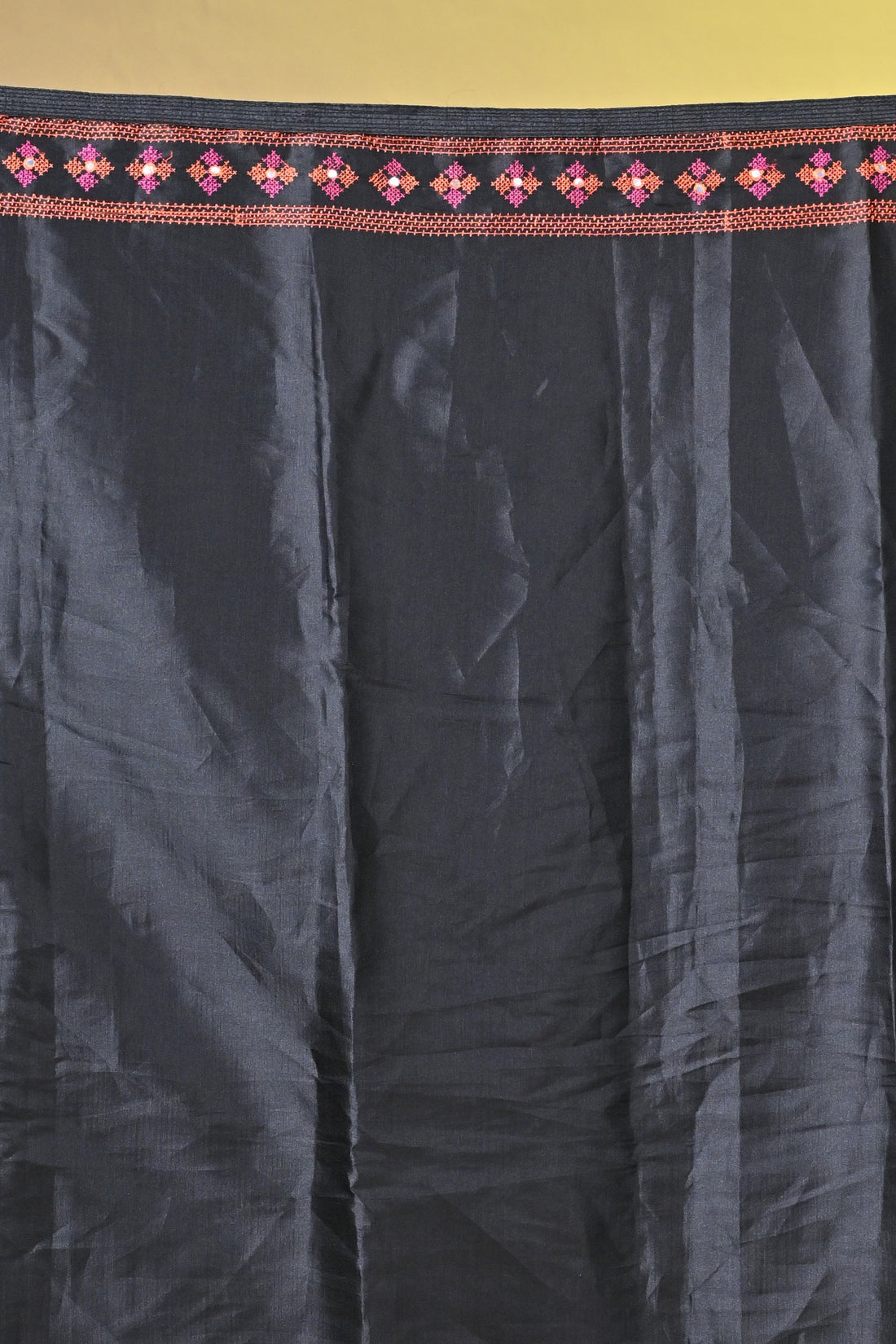 Black Kachhi Dupion Silk Saree with Buti Motifs and Designer Border