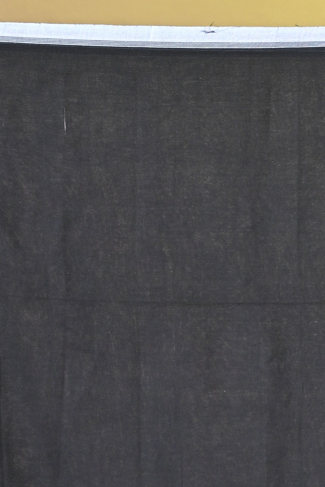 Black Pure Cotton Handloom Saree with Striped Design and Tassel Pallu