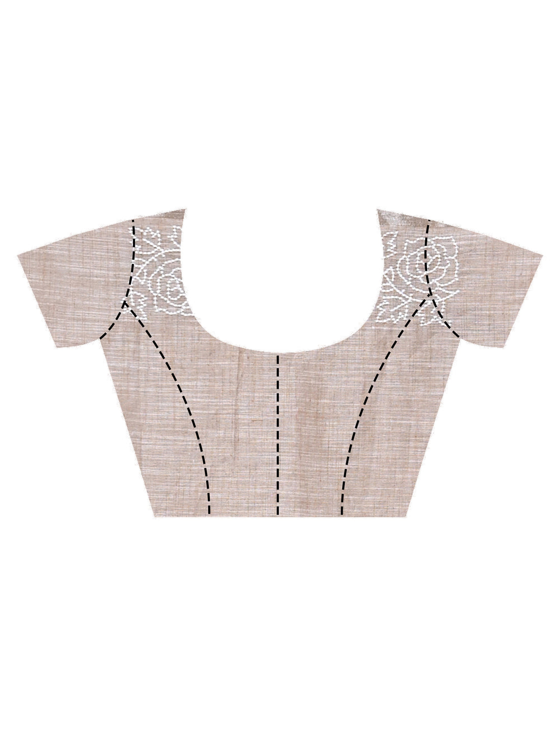 Brown Linen Sabudana Saree with Floral Woven Border