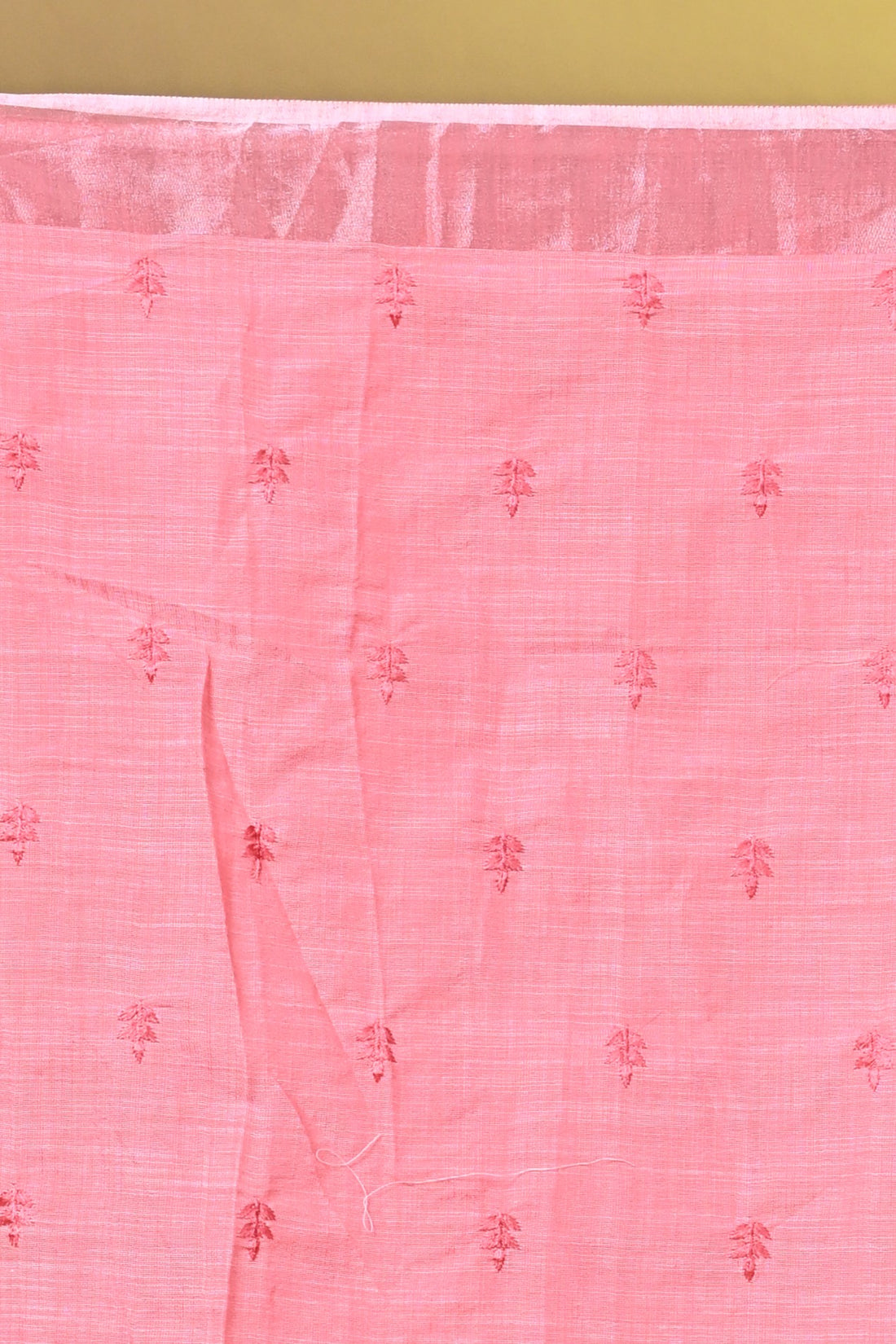 Red Linen Big Cross Stitch Saree with All-Over Handcrafted Stitch Design