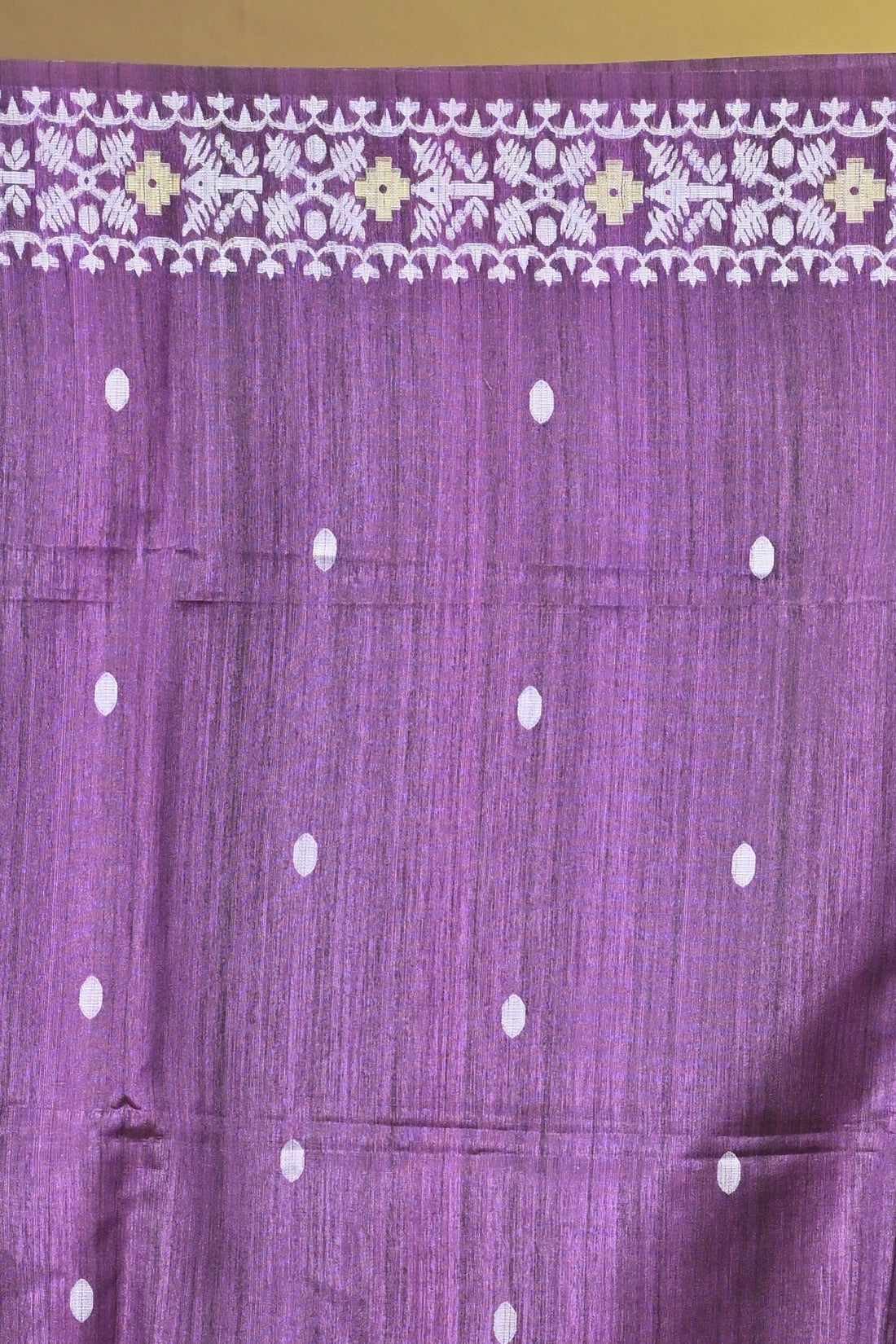 Purple Tassar Jamdani Saree with Traditional Woven Motifs