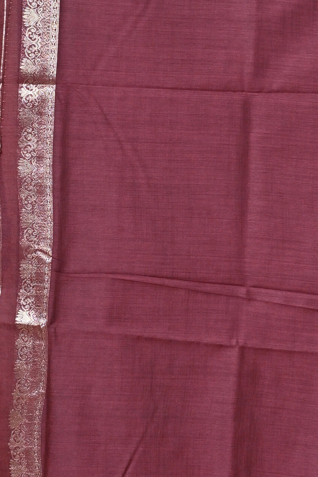 Maroon Persi Khadi Saree with Buti Motifs and Silver Zari Border