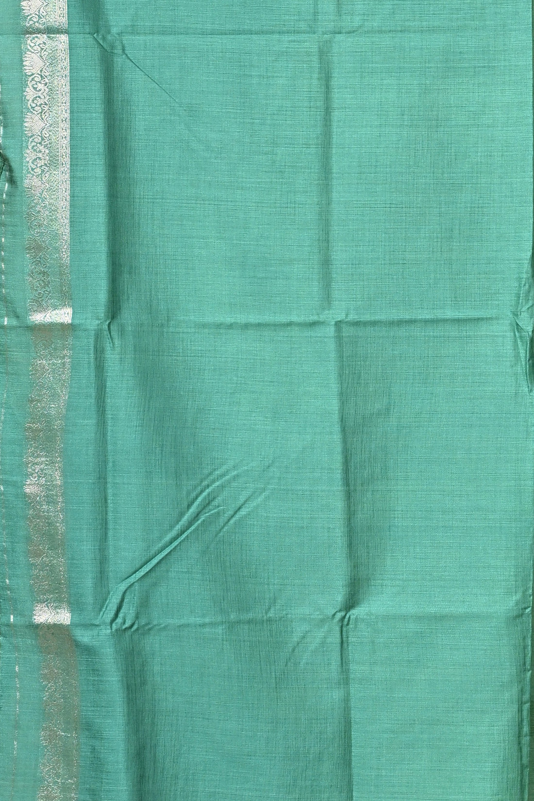 Mint Green Persi Khadi Saree with Buti Motifs and Silver Zari Border
