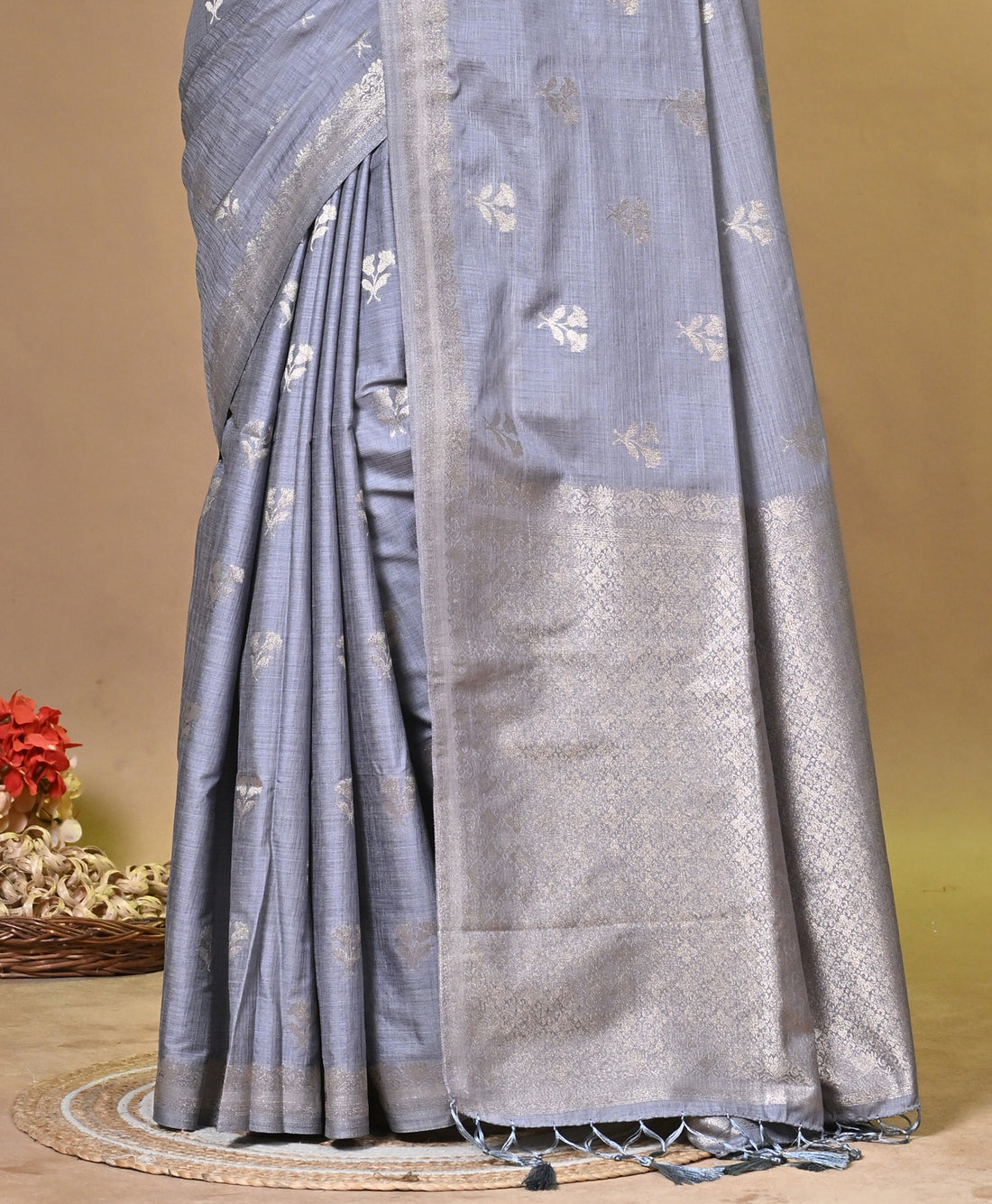 Beige Persi Khadi Saree with Elegant Zari Woven Design