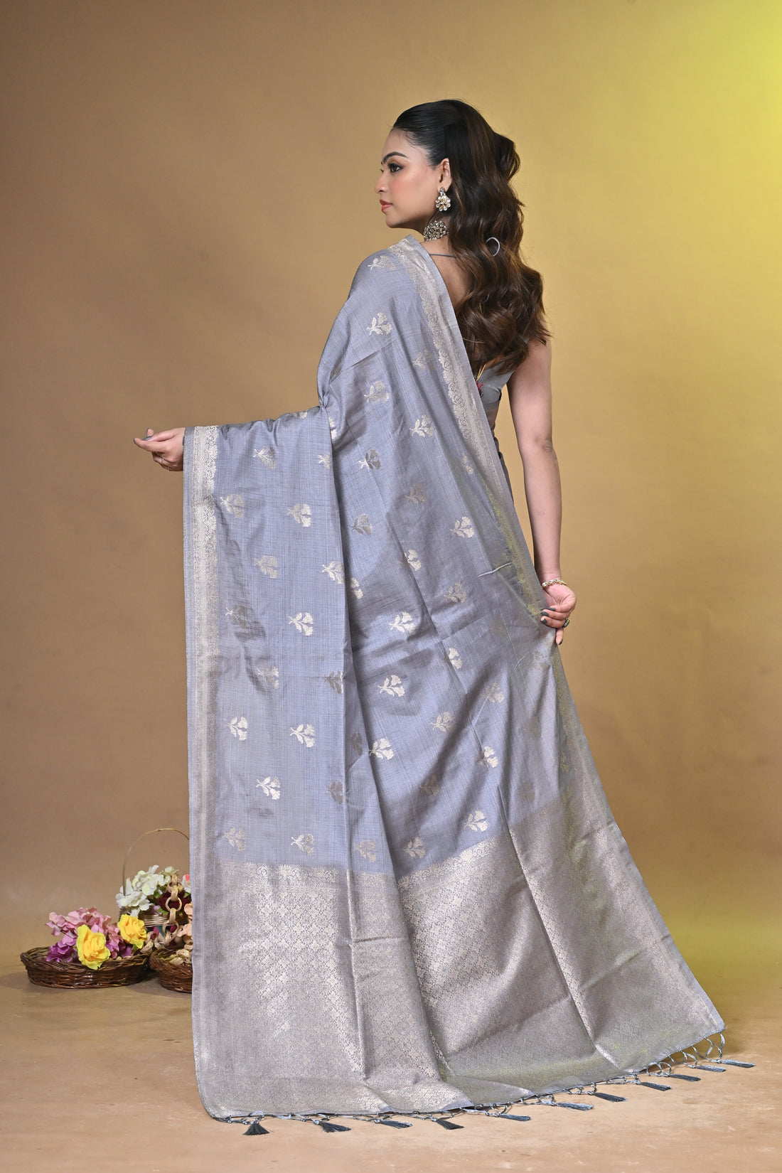 Beige Persi Khadi Saree with Elegant Zari Woven Design