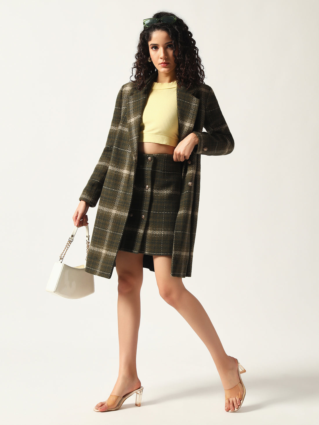 Olive Plaid Coat