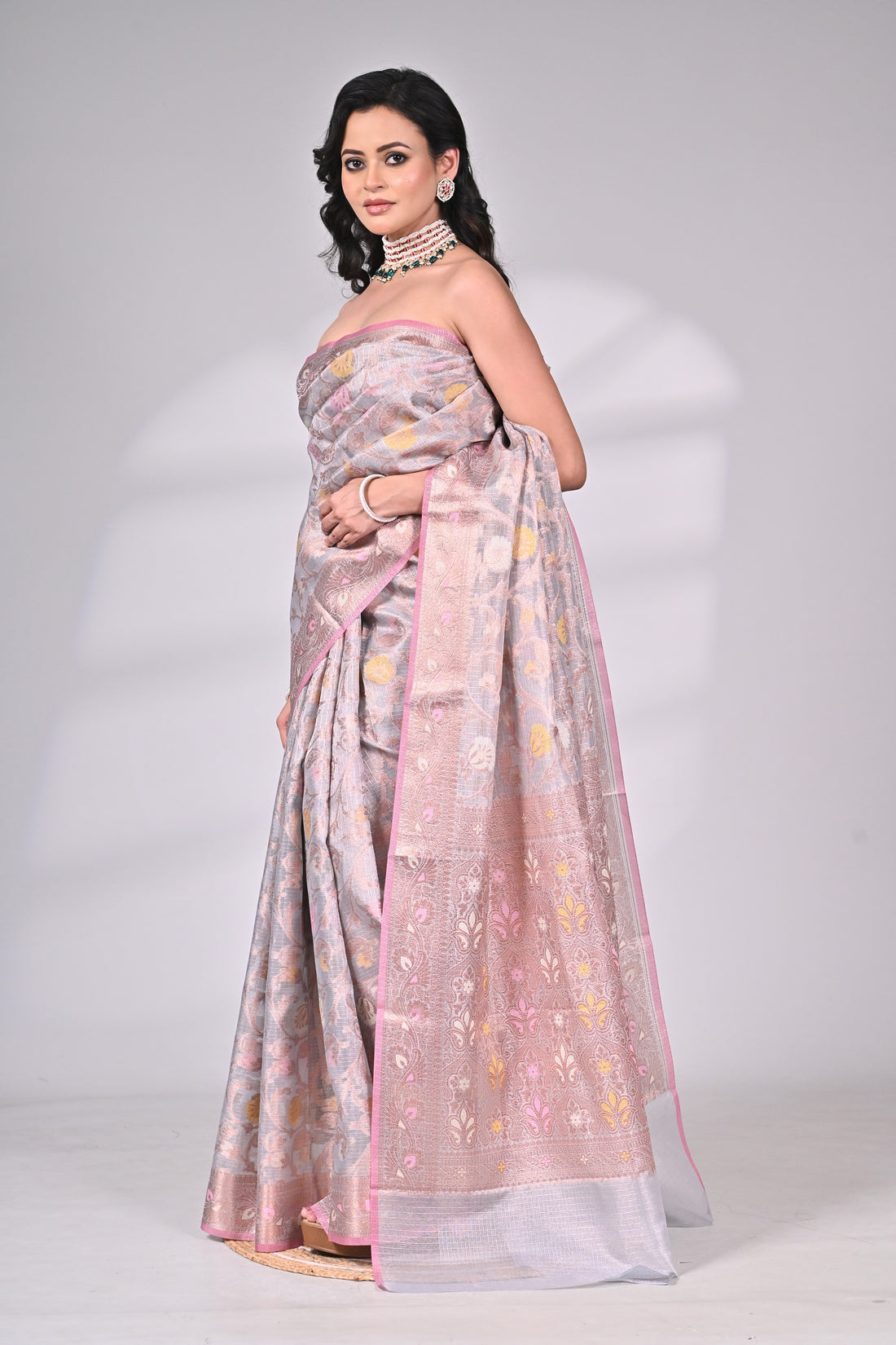 Pastel Kota Silk Saree with Intricate Weave