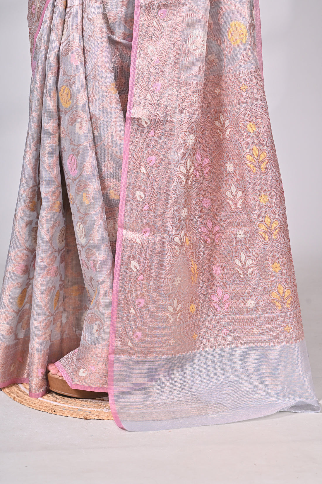 Pastel Kota Silk Saree with Intricate Weave