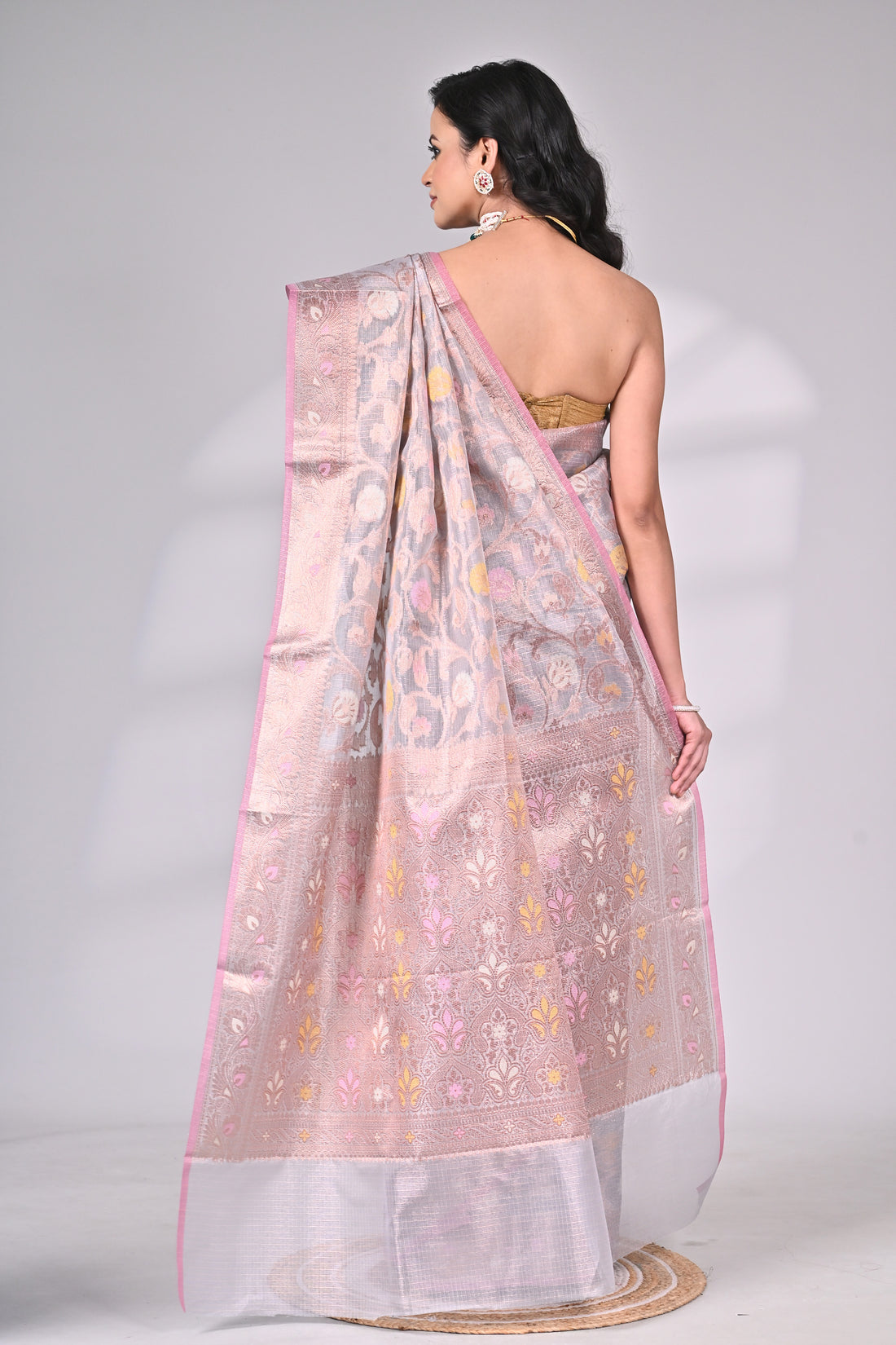 Pastel Kota Silk Saree with Intricate Weave