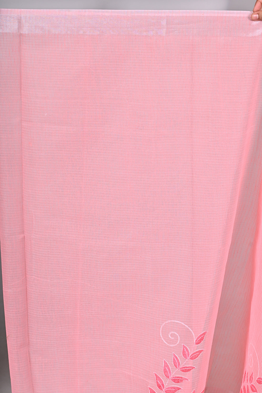 Pink Kota Doria Saree with Embroidery