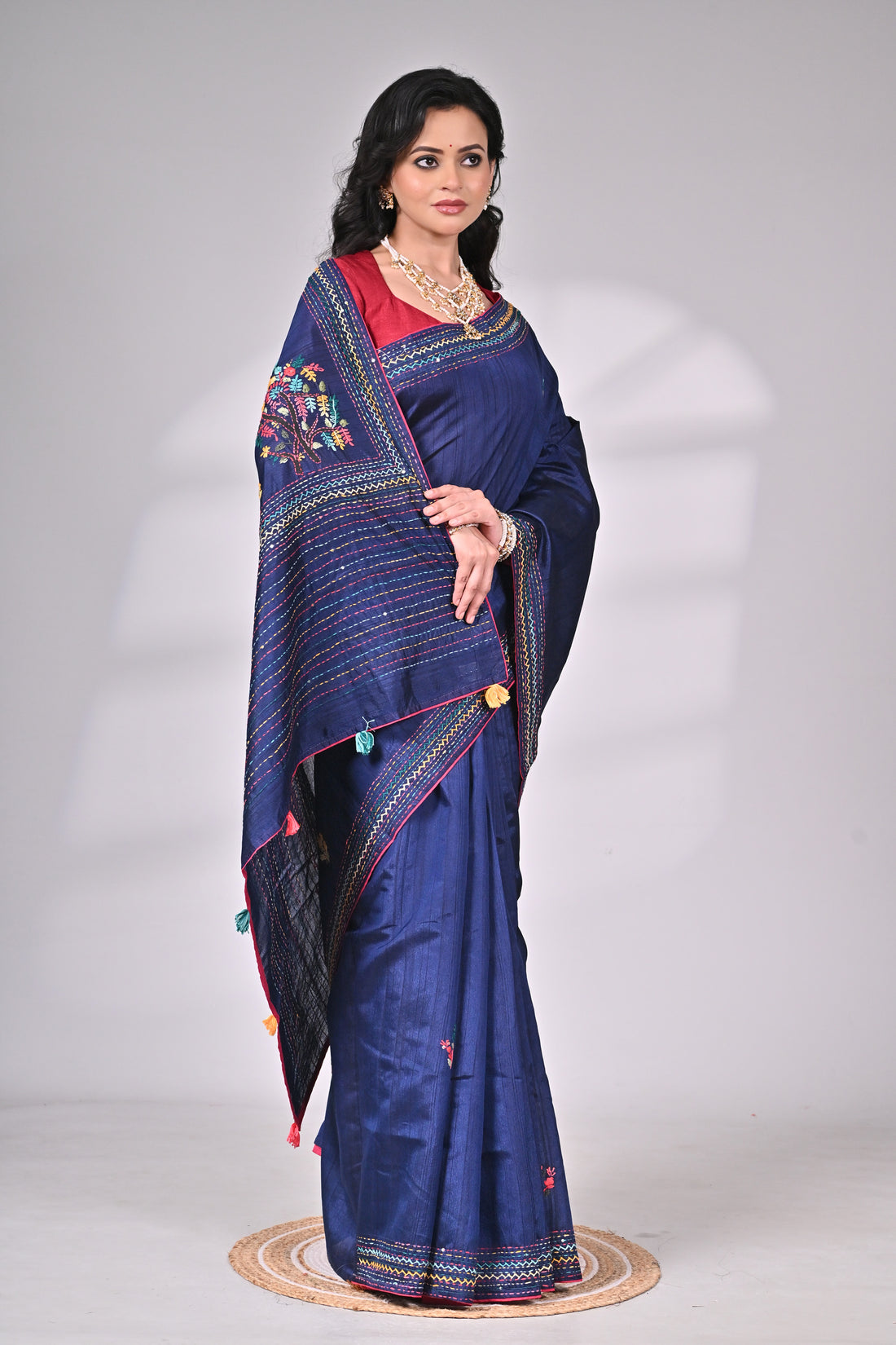 Embroidered Semi Tussar Saree – Inspired by Jharkhand Craftsmanship