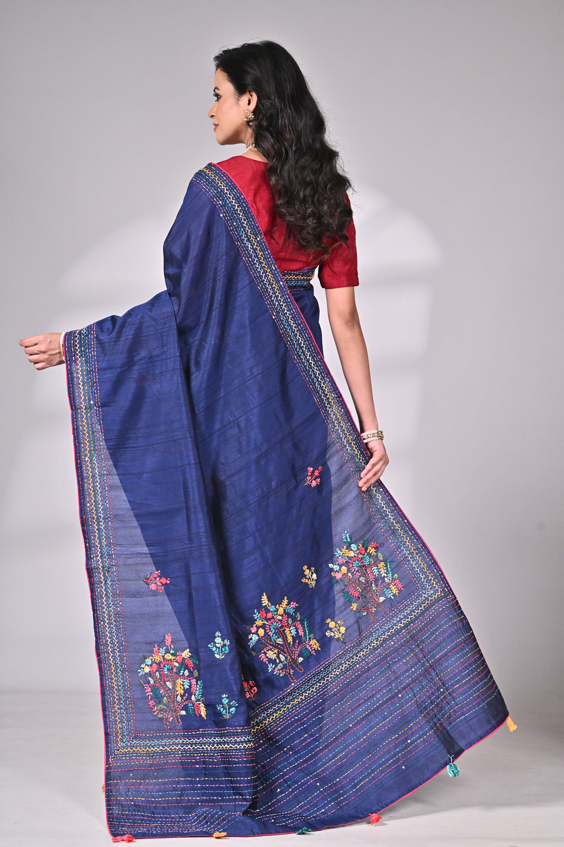 Embroidered Semi Tussar Saree – Inspired by Jharkhand Craftsmanship