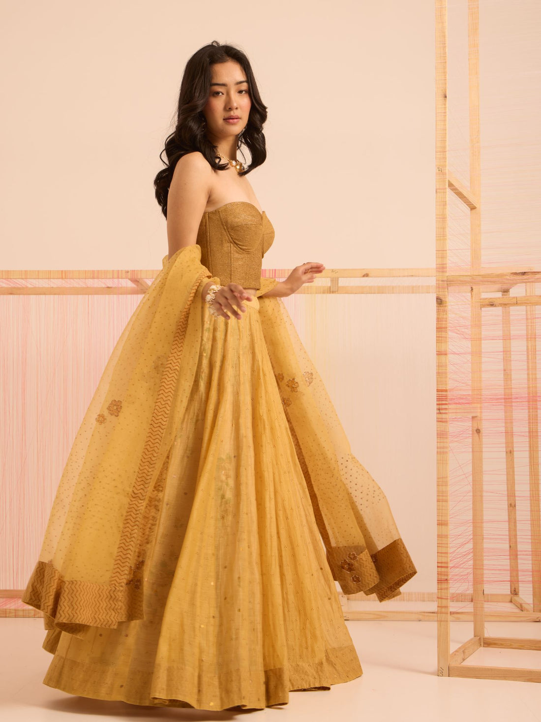 Sunehri Nazakat Chanderi Lehenga Set