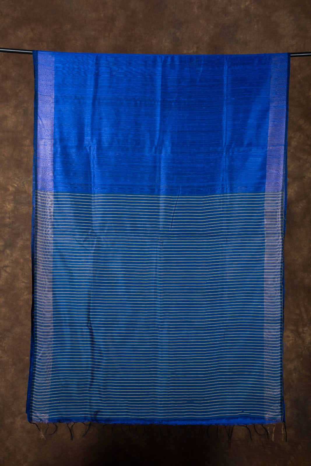 Pure Mulberry Dupion Handloom Indigo Silk Saree