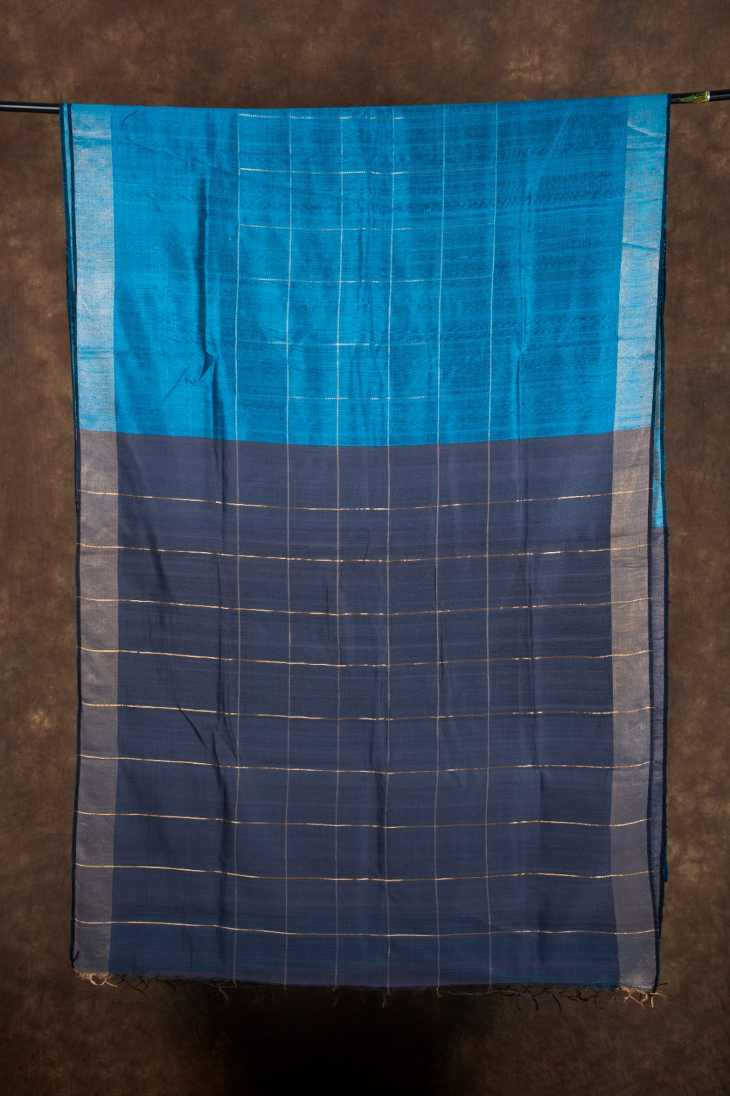 Pure Mulberry Dupion Turquoise Blue Handloom Silk Saree