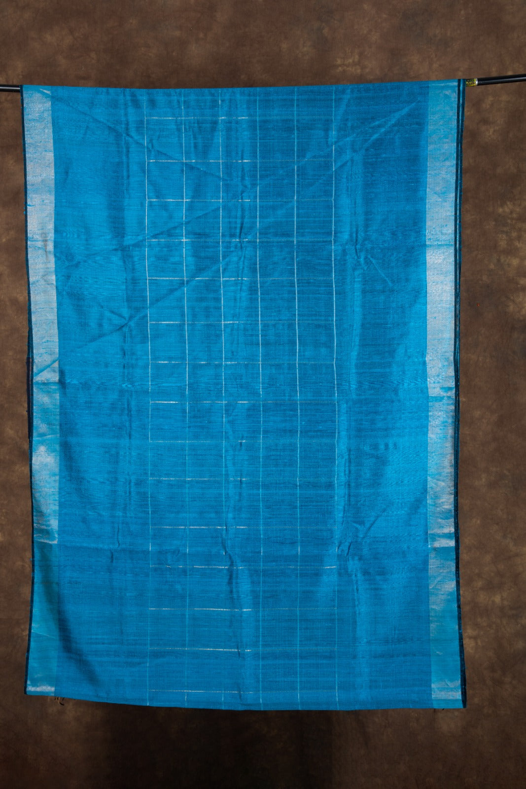 Pure Mulberry Dupion Turquoise Blue Handloom Silk Saree