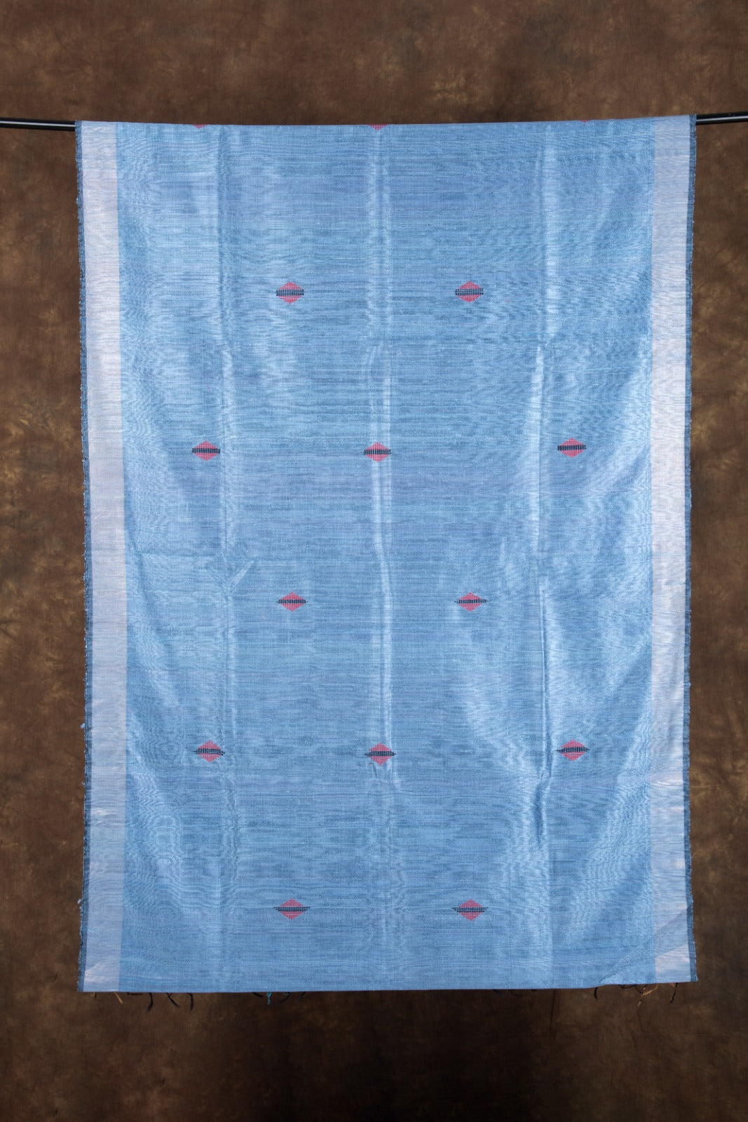 Mulberry Dupion Pure Handloom Crimson Blue Silk Saree