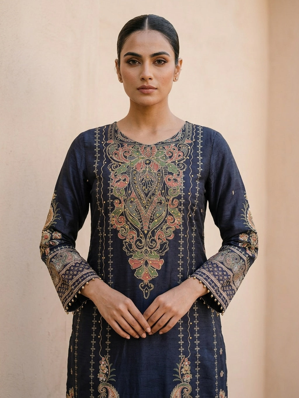 Black silk kurta set
