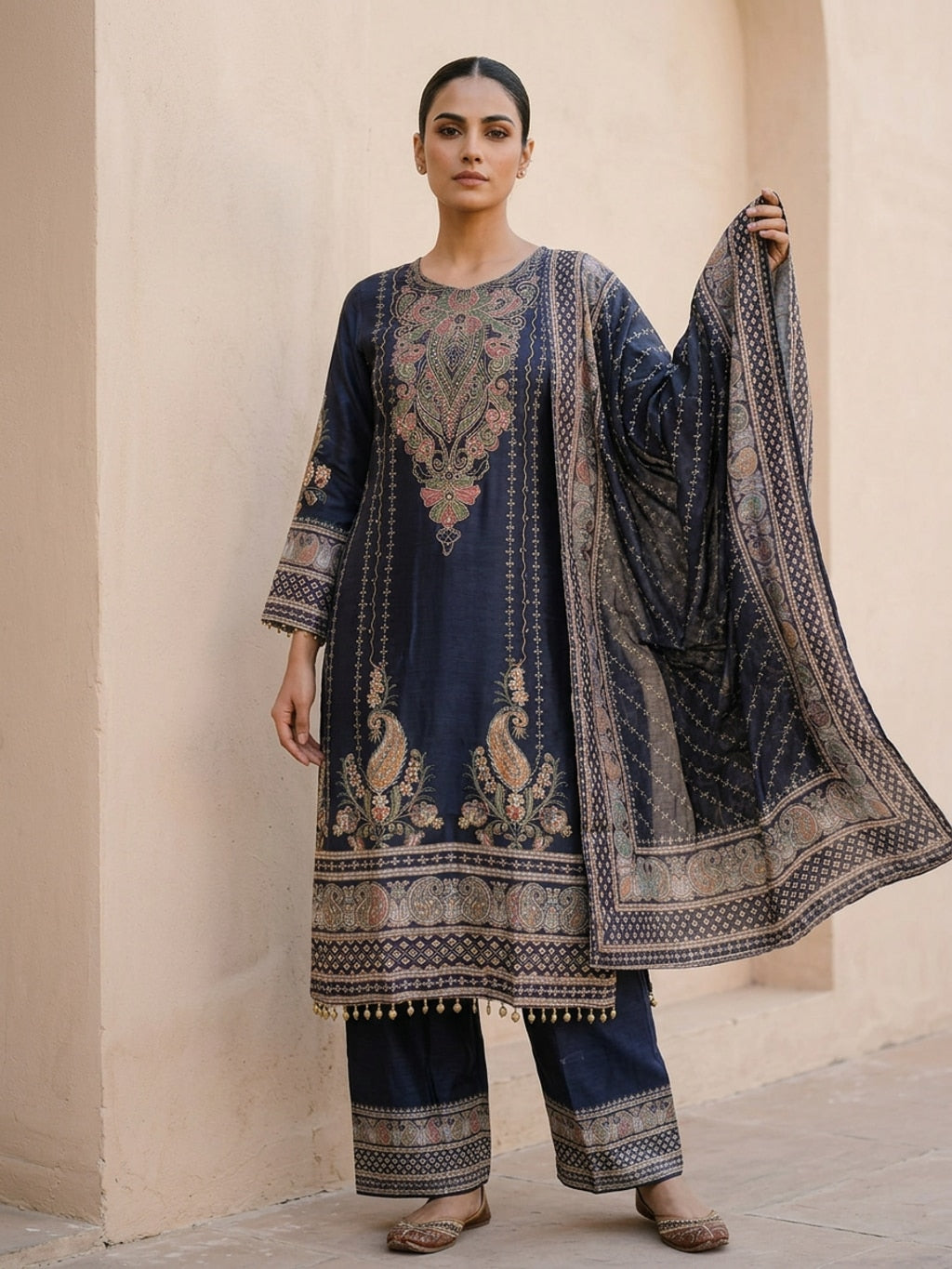 Black silk kurta set