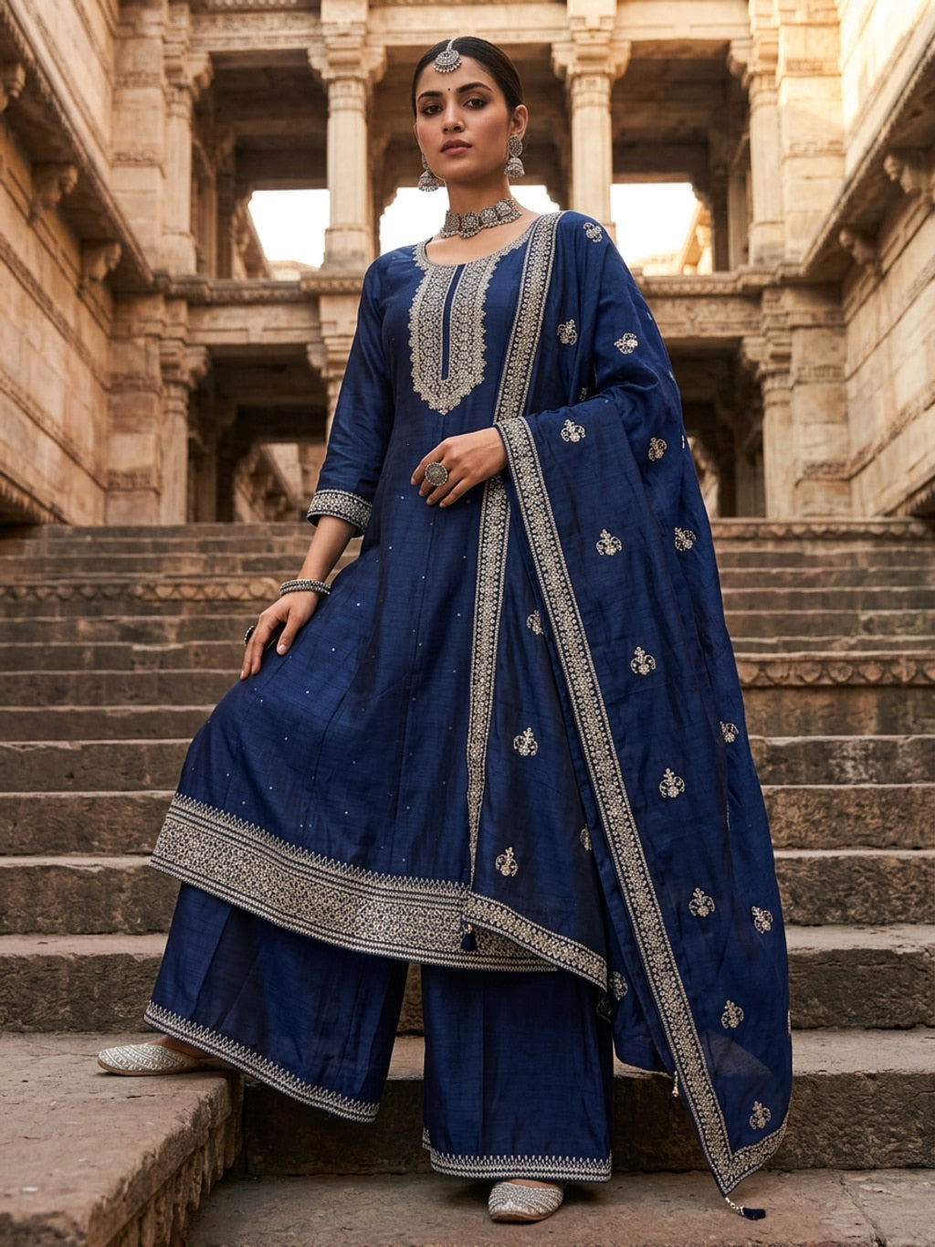 Blue sharara set