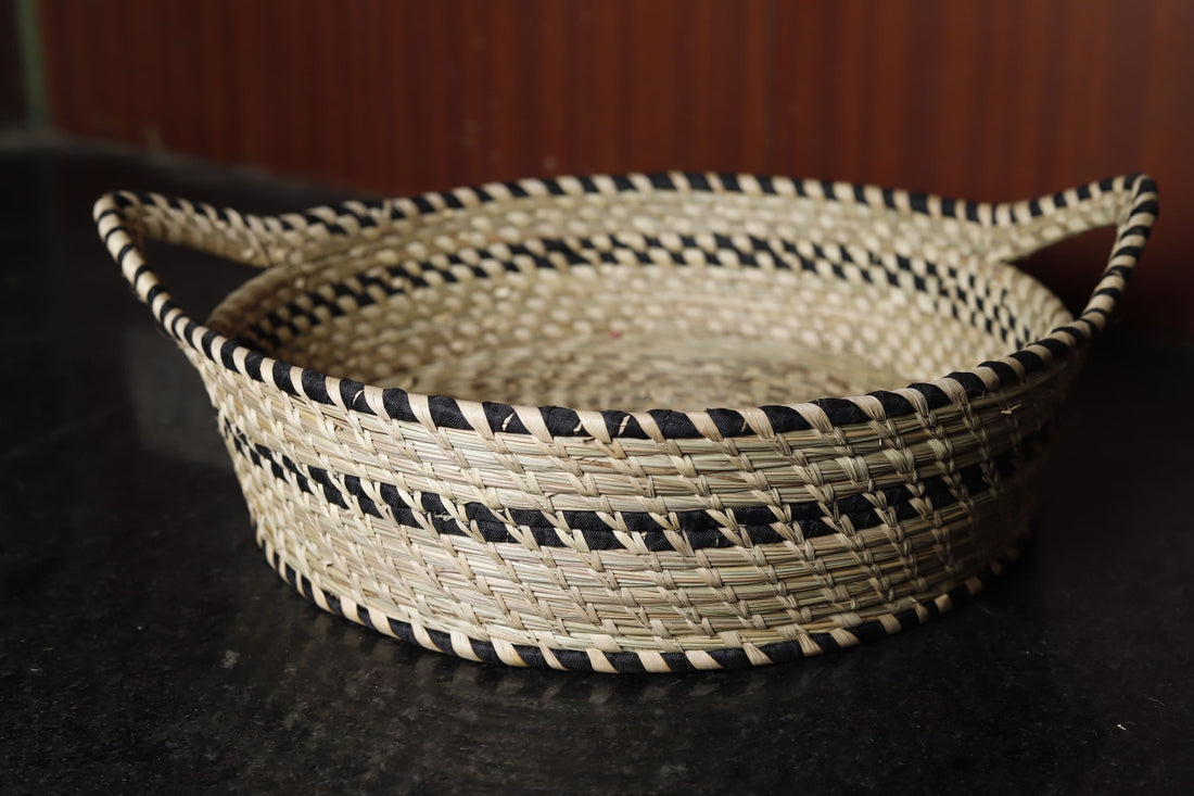 Handmade Kanshi Grass & Palm Leaves Storage Basket